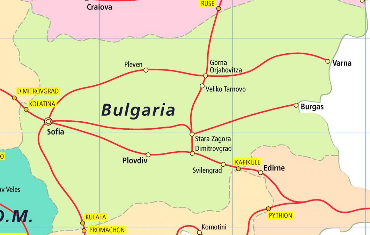 Bulgarye trein kaart