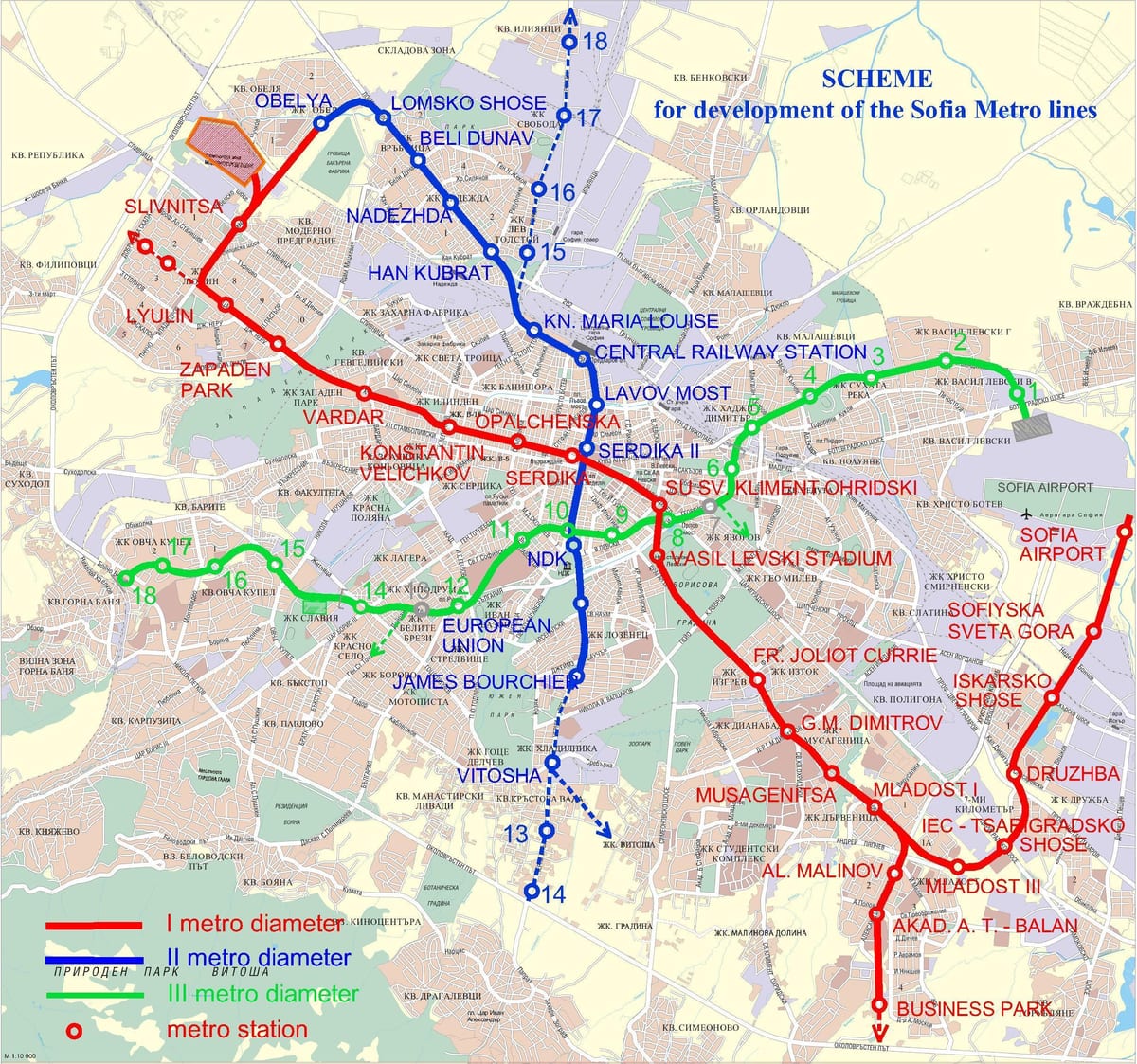kaart van Bulgarye metro