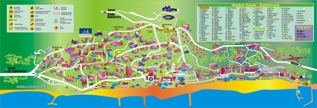 goue strand Bulgarye kaart