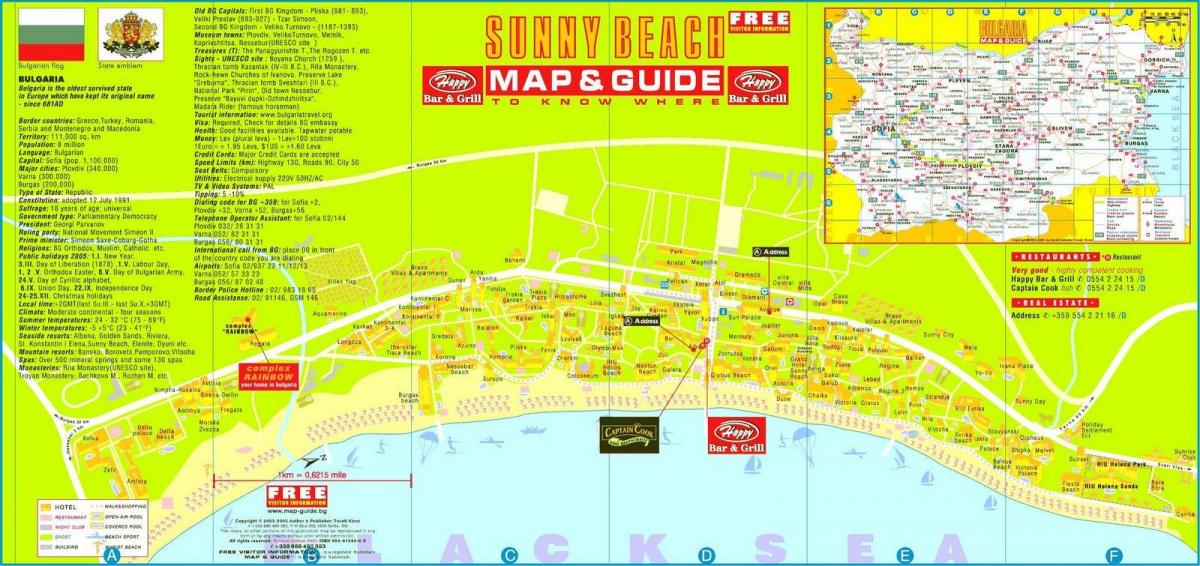 toeriste kaart van die sonnige strand Bulgarye