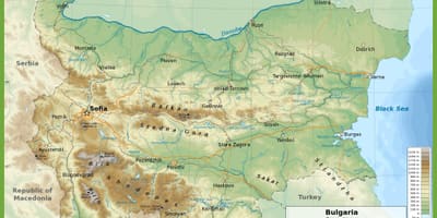 Bulgarye topografiese kaart