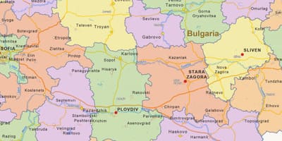 Kaart van Bulgarye politieke
