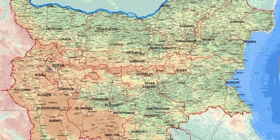 Kaart van die gedetailleerde kaart van Bulgarye